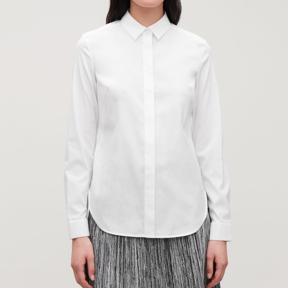 COS Slimfit Stretch Button Down in Pale Mint